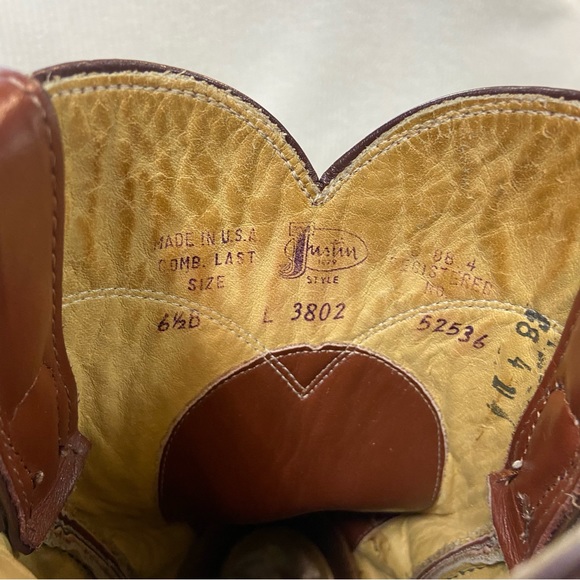 Justin size 6 1/2B Brown Leather Boots - Picture 11 of 14